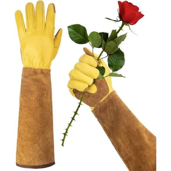 Long Gloves for Gardening/Work - Thorn Proof,Rose Pruning Cowhide Leather - Picture 1 of 6